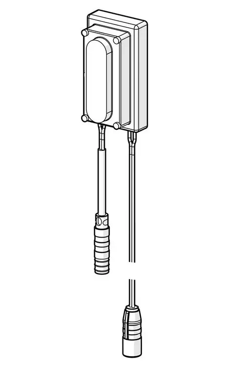 Sensor von HANSA, in einem rechteckigen Gehäuse, mit zwei Kabeln, die zur Unterseite führen.